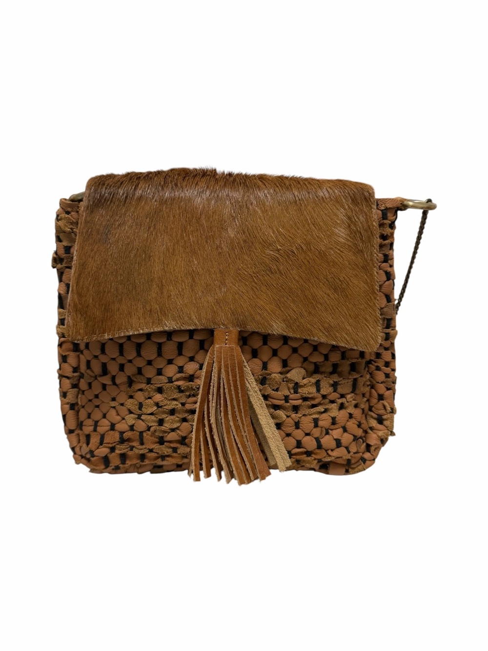 Vaan & Co Brown Woven Crossbody Handbag